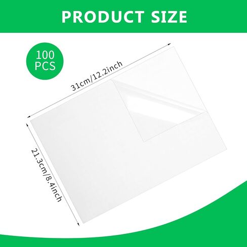 100 Pcs Matte Self Adhesive Laminating Sheets, 8.4 x 12.2 Inches Matte Finish Self Sealing Lamination Sheets, Clear Laminating Sheets No Machine Needed Self Sealing Laminate Sheets in Saudi Arabia