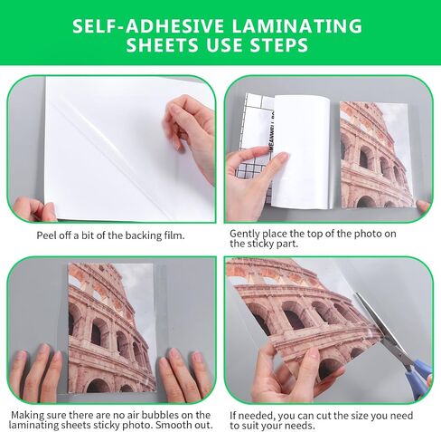 100 Pcs Matte Self Adhesive Laminating Sheets, 8.4 x 12.2 Inches Matte Finish Self Sealing Lamination Sheets, Clear Laminating Sheets No Machine Needed Self Sealing Laminate Sheets in Saudi Arabia