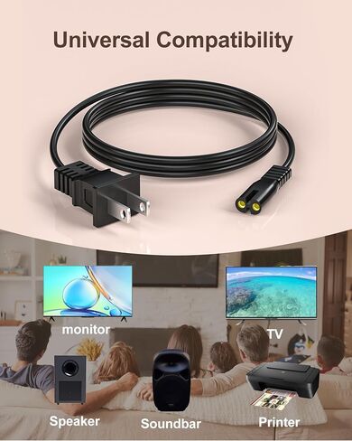 كابل VHBW 5FT متوافق مع شاحن Partybox JBL 310 110 320 120 1000 710 100 300 على المتحدث ، Onn Party Speaker 2 Prong AC Cord in Saudi Arabia