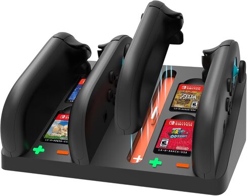 ADHJIE Switch 2 Controller Charger, 4 IN 1 Charging Dock for Nintendo Switch 2 Controller Charger Station Storage Stand with USB Cable,Black in Saudi Arabia