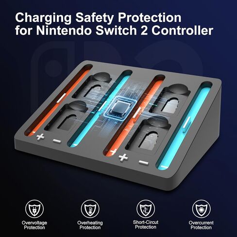 ADHJIE Switch 2 Controller Charger, 4 IN 1 Charging Dock for Nintendo Switch 2 Controller Charger Station Storage Stand with USB Cable,Black in Saudi Arabia