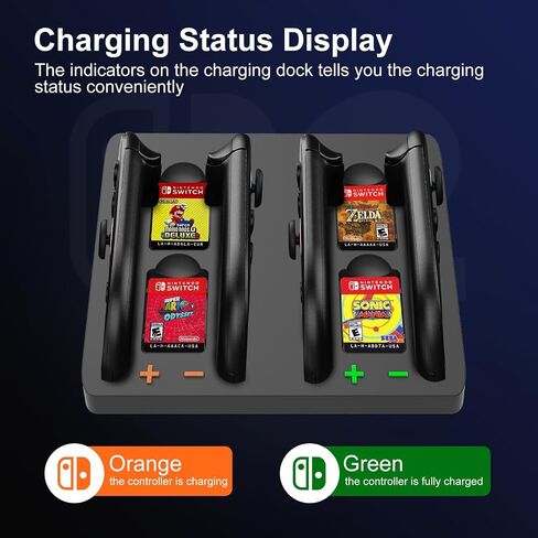 ADHJIE Switch 2 Controller Charger, 4 IN 1 Charging Dock for Nintendo Switch 2 Controller Charger Station Storage Stand with USB Cable,Black in Saudi Arabia