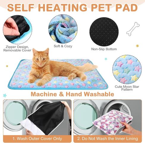 4 Pack Self Heating Cat Bed Cat Self Warming Pad with Removable Cover Extra Warm Thermal Pet Pad Washable Pet Crate Mat Anti Slip Kennel for Indoor Outdoor Pets (Buffalo Plaid,16 x 20 Inches) in Kuwait