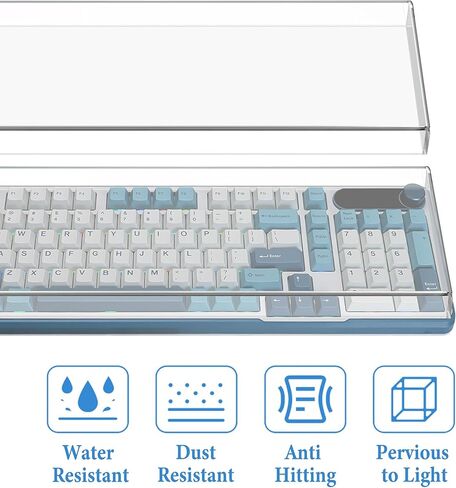 غطاء غبار لوحة المفاتيح Geekria ، غطاء مفاتيح أكريليك واضح للوحة المفاتيح الميكانيكية للكمبيوتر ، متوافق مع RK Royal Kludge S98 ، Aula F99 Pro ، Epomaker Galaxy100 ، Keychron Q5 Pro / Q5 Max in Saudi Arabia