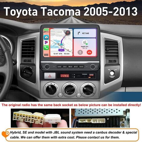 Android 13.0 Double Din Car Stereo - CarPlay Android Auto Audio Multimedia Receiver 10 Inch Touch Screen Radio with GPS Bluetooth ＆ Backup Camera for Toyota Tacoma 2005-2013 in Saudi Arabia