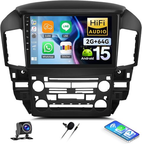 2G+64G Android 15 Car Stereo for Lexus RX300/Toyota Harrier 1997-2003 with Wireless Carplay Android Auto,9'' Touchscreen Car Radio with GPS Navigation,Bluetooth,WiFi/FM/RDS Radio,SWC+Backup Camera in Saudi Arabia