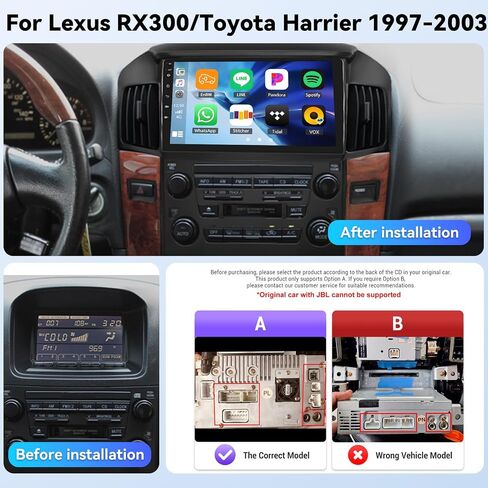 2G+64G Android 15 Car Stereo for Lexus RX300/Toyota Harrier 1997-2003 with Wireless Carplay Android Auto,9'' Touchscreen Car Radio with GPS Navigation,Bluetooth,WiFi/FM/RDS Radio,SWC+Backup Camera in Saudi Arabia