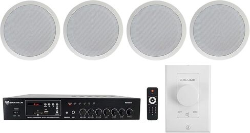 مطعم Rockville التجاري AMP+(4) 8 "مكبرات صوت بيضاء+التحكم في الجدار in Saudi Arabia