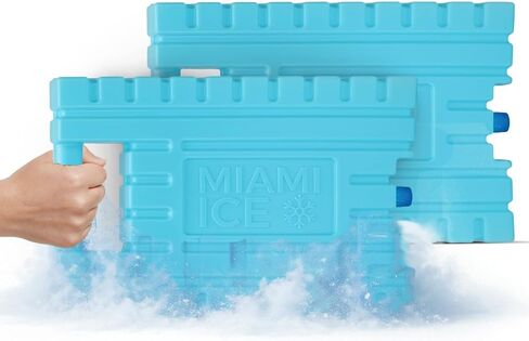 Miami Ice Carge Ice Packs للمبردات - استبدل 14 رطلاً من الجليد بهذه الكتل الجليدية الطويلة القابلة لإعادة الاستخدام - حزم فريزر XL ، إكسسوارات أكثر برودة in Kuwait