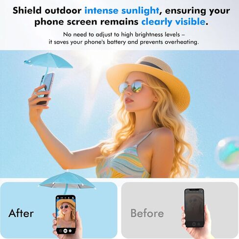Phone Umbrella for Sun, Universal Adjustable Umbrella Phone Shade with Strong Suction Cup,Outdoor Anti-Reflective Glare Blocking Cell Phone Sun Shade, Applicable to All Smartphones（Black） in Kuwait