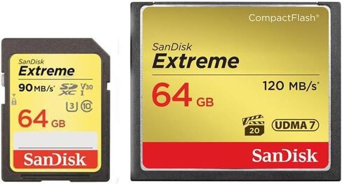 SanDisk 64GB Extreme Compact Flash Memory Card - Bundle Extreme 64GB UHS-I Class 10 U3 SDXC Memory Card in Saudi Arabia
