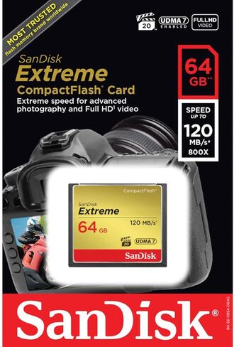 SanDisk 64GB Extreme Compact Flash Memory Card - Bundle Extreme 64GB UHS-I Class 10 U3 SDXC Memory Card in Saudi Arabia