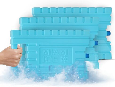 Miami Ice Carge Ice Packs للمبردات - استبدل 14 رطلاً من الجليد بهذه الكتل الجليدية الطويلة القابلة لإعادة الاستخدام - حزم فريزر XL ، إكسسوارات أكثر برودة in Kuwait