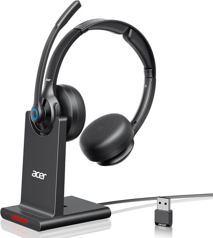 acer Wireless Headset with Mic for Work - 2.4G Bluetooth 5.3 Dual Mode Headphones,36Hrs Battery,ENC Crystal-Clear Calls Mic,USB Dongle for PC,Bluetooth Headset for Phone/Tablet, Home/Call Center in Saudi Arabia