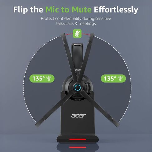 acer Wireless Headset with Mic for Work - 2.4G Bluetooth 5.3 Dual Mode Headphones,36Hrs Battery,ENC Crystal-Clear Calls Mic,USB Dongle for PC,Bluetooth Headset for Phone/Tablet, Home/Call Center in Saudi Arabia