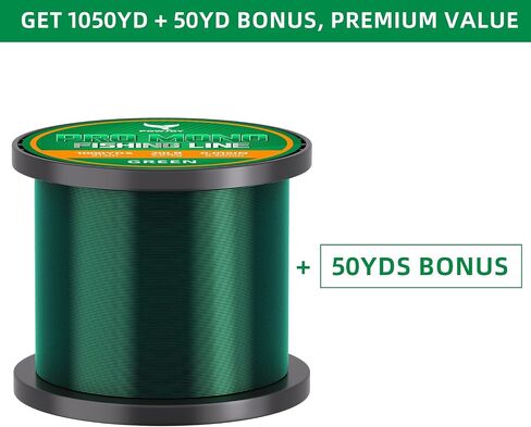 Monofilament Fishing Line Green 20lb 0.40mm 1000 Yards - Abrasion Resistance Easy-See Fishing Wire with Molecular-Bonded Colors Technology,Ideal for Low-Visibility,Murky,or Algae-Filled Waters in Saudi Arabia