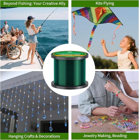 Monofilament Fishing Line Green 20lb 0.40mm 1000 Yards - Abrasion Resistance Easy-See Fishing Wire with Molecular-Bonded Colors Technology,Ideal for Low-Visibility,Murky,or Algae-Filled Waters in Saudi Arabia