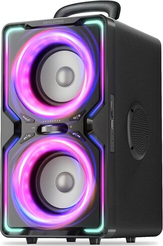 مكبر صوت Bluetooth كبير Hotlemon: 200 واط ذروة الصوت الصاخب القوي مع باس عميق ، وقت اللعب 15 ساعة ، شحن سريع ، TWS ، مكبرات صوت لاسلكية محمولة في الهواء الطلق ، الحفلات ، الشاطئ ، الفناء الخلفي ، المنزل ، خارج (أسود) in Saudi Arabia
