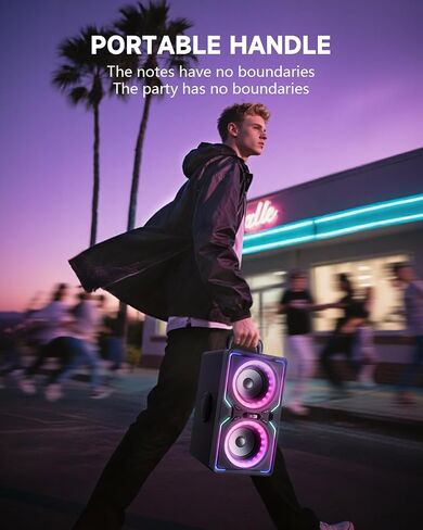 مكبر صوت Bluetooth كبير Hotlemon: 200 واط ذروة الصوت الصاخب القوي مع باس عميق ، وقت اللعب 15 ساعة ، شحن سريع ، TWS ، مكبرات صوت لاسلكية محمولة في الهواء الطلق ، الحفلات ، الشاطئ ، الفناء الخلفي ، المنزل ، خارج (أسود) in Saudi Arabia