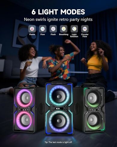 مكبر صوت Bluetooth كبير Hotlemon: 200 واط ذروة الصوت الصاخب القوي مع باس عميق ، وقت اللعب 15 ساعة ، شحن سريع ، TWS ، مكبرات صوت لاسلكية محمولة في الهواء الطلق ، الحفلات ، الشاطئ ، الفناء الخلفي ، المنزل ، خارج (أسود) in Saudi Arabia