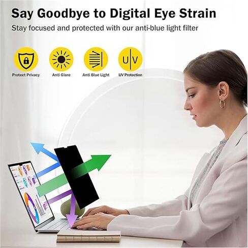 16 Inch Hanging Privacy Screen for Monitor for 16:9/10 Widescreen Monitors,Anti Blue Light Glare Privacy Screen Protector Shield,Removable And Easy Installation(Size: 16.73X9.84In),16:10(358X in Saudi Arabia