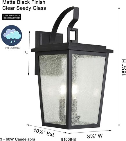 Sierra Vista Hardwired Outdoor Wall Light, 14-Inches Height, Matte Black in Saudi Arabia