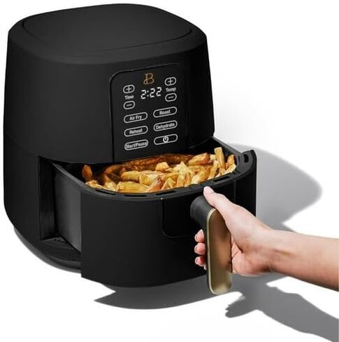 6 QT Air Fryer مع تكنولوجيا التشكل والشاشة التي تم تنشيطها باللمس ، أسود من Drew Barrymore ، نطاقات درجة الحرارة القابلة للتعديل in Kuwait