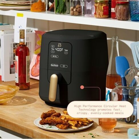 6 QT Air Fryer مع تكنولوجيا التشكل والشاشة التي تم تنشيطها باللمس ، أسود من Drew Barrymore ، نطاقات درجة الحرارة القابلة للتعديل in Kuwait