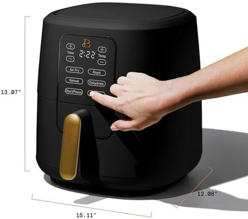 6 QT Air Fryer مع تكنولوجيا التشكل والشاشة التي تم تنشيطها باللمس ، أسود من Drew Barrymore ، نطاقات درجة الحرارة القابلة للتعديل in Kuwait