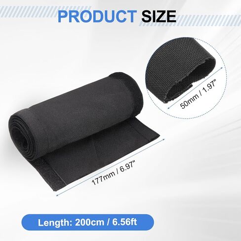 uxcell Hook and Loop Cable Management Sleeve, 6.6ft x 0.8 Inch Flexible Cable Wrap Covers Wire Hider, Cord Organizer and Cable Protector for Desk TV Computer, Black in Saudi Arabia