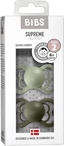 Bibs Pacifier Supreme Latex Size 2 - Toddler (+6M) 2pcs - Vanilla/Dark Oak in Kuwait