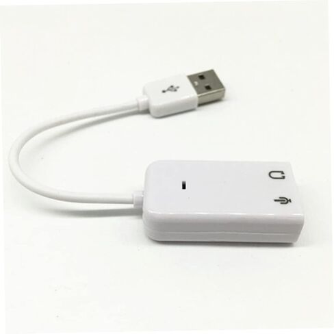 angoily USB ، محول بطاقة صوت القناة الافتراضية مع خط الكابل لأجهزة الكمبيوتر المحمولة وأجهزة الكمبيوتر المحمولة وتشغيل مقبس الصوت الخارجي لسماعات الرأس ومكبرات الصوت البيضاء in Saudi Arabia