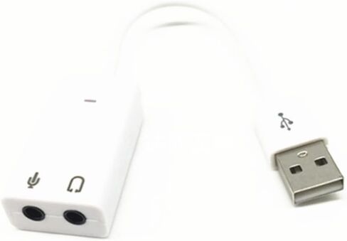 angoily USB ، محول بطاقة صوت القناة الافتراضية مع خط الكابل لأجهزة الكمبيوتر المحمولة وأجهزة الكمبيوتر المحمولة وتشغيل مقبس الصوت الخارجي لسماعات الرأس ومكبرات الصوت البيضاء in Saudi Arabia