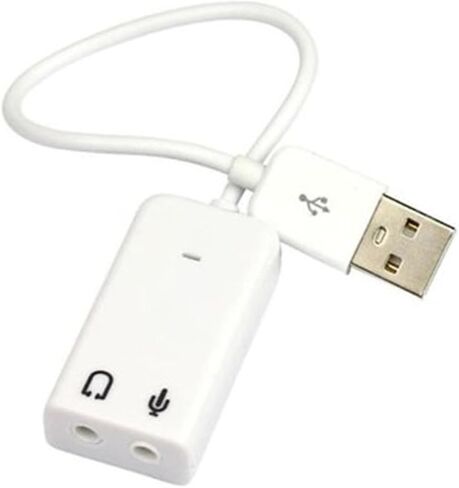 angoily USB ، محول بطاقة صوت القناة الافتراضية مع خط الكابل لأجهزة الكمبيوتر المحمولة وأجهزة الكمبيوتر المحمولة وتشغيل مقبس الصوت الخارجي لسماعات الرأس ومكبرات الصوت البيضاء in Saudi Arabia