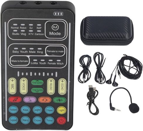 مجموعة تغيير الصوت MultiFunction Multifunction I9 ، بطاقة تسجيل الصوت المصغرة مع 8 أصوات وتأثيرات مختلفة ، مزج صوتي محمول للألعاب ، المرساة ، التسجيل على الكمبيوتر - (أ) in Saudi Arabia