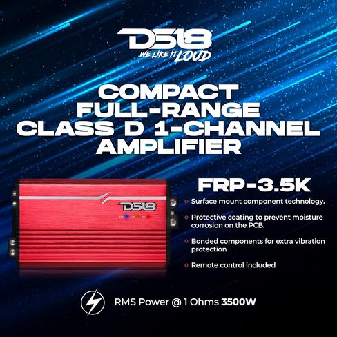 DS18 FRP-3.5K/TI Compact Full-Range Class D 1-Channel Amplifier 3,500 Watts RMS @ 1-Ohm, High Efficiency, Monoblock Amplifierass Titanium Color (Renewed) in Saudi Arabia