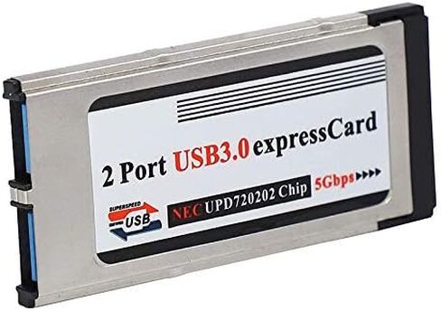 عالي السرعة Dual 2 Port USB 3.0 Express Card 34mm Slot Slot Express Card PCMCIA محول لجهاز الكمبيوتر المحمول ، Silver ، 447742 in Saudi Arabia