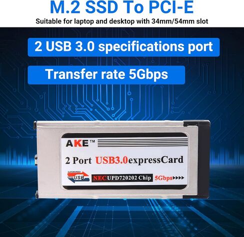 عالي السرعة Dual 2 Port USB 3.0 Express Card 34mm Slot Slot Express Card PCMCIA محول لجهاز الكمبيوتر المحمول ، Silver ، 447742 in Saudi Arabia