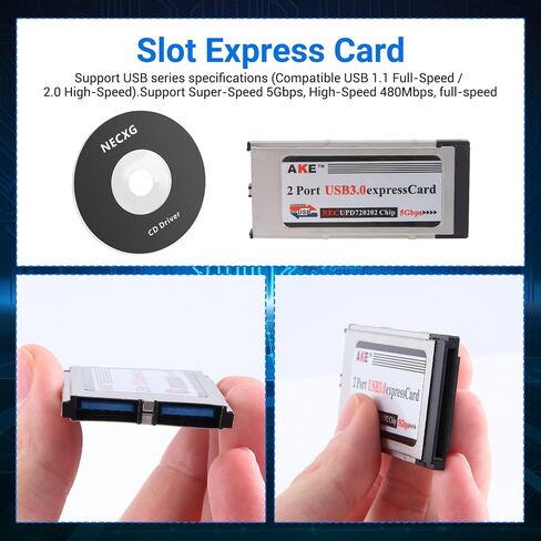 عالي السرعة Dual 2 Port USB 3.0 Express Card 34mm Slot Slot Express Card PCMCIA محول لجهاز الكمبيوتر المحمول ، Silver ، 447742 in Saudi Arabia