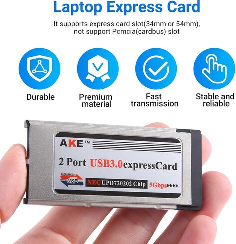 عالي السرعة Dual 2 Port USB 3.0 Express Card 34mm Slot Slot Express Card PCMCIA محول لجهاز الكمبيوتر المحمول ، Silver ، 447742 in Saudi Arabia