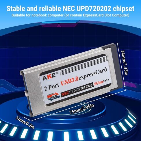عالي السرعة Dual 2 Port USB 3.0 Express Card 34mm Slot Slot Express Card PCMCIA محول لجهاز الكمبيوتر المحمول ، Silver ، 447742 in Saudi Arabia