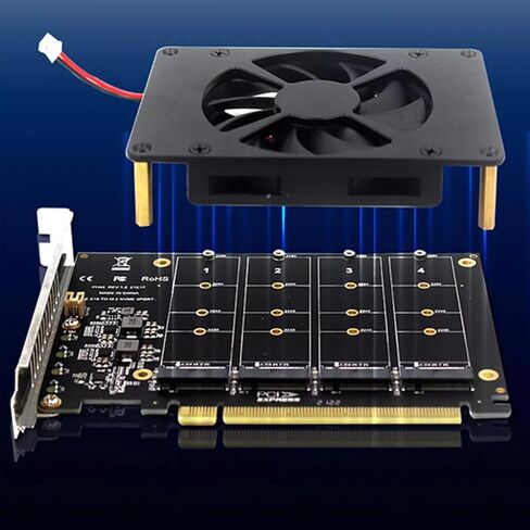 PH44F NVME SSD ، M.2 MEKEY ADAPTER مع دعم المروحة 4-DISK RAID ل SSD 2230 2242 2260 2280 in Kuwait