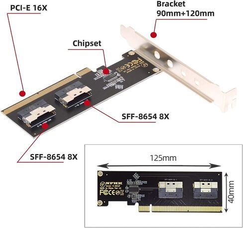 CY Card External Slimline SFF-8654 8X 74Pin to PCIE Express 3.0 PCIE4.0 Raid Card VROC Raid0 Hyper Adapter in Saudi Arabia
