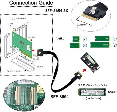 CY Card External Slimline SFF-8654 8X 74Pin to PCIE Express 3.0 PCIE4.0 Raid Card VROC Raid0 Hyper Adapter in Saudi Arabia