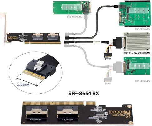 CY Card External Slimline SFF-8654 8X 74Pin to PCIE Express 3.0 PCIE4.0 Raid Card VROC Raid0 Hyper Adapter in Saudi Arabia