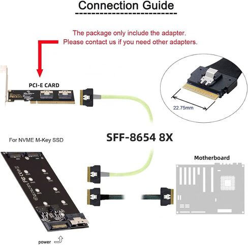CY Card External Slimline SFF-8654 8X 74Pin to PCIE Express 3.0 PCIE4.0 Raid Card VROC Raid0 Hyper Adapter in Saudi Arabia