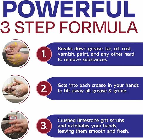 صابون اليد الصناعي Grit Go، مزيل الشحوم منظف اليد بالحجر الجيري المطحون يزيل الشحوم والزيت والقطران والصدأ من اليدين، مصنوع لميكانيكا السيارات وعمال البناء والأيدي العاملة، صنع في أمريكا in Kuwait