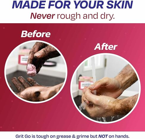 صابون اليد الصناعي Grit Go، مزيل الشحوم منظف اليد بالحجر الجيري المطحون يزيل الشحوم والزيت والقطران والصدأ من اليدين، مصنوع لميكانيكا السيارات وعمال البناء والأيدي العاملة، صنع في أمريكا in Kuwait