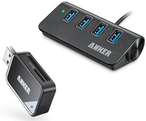 Anker 4-Port USB 3.0 Unibody Aluminum Portable Data Hub&Anker USB 3.0 SD Card Reader in Saudi Arabia