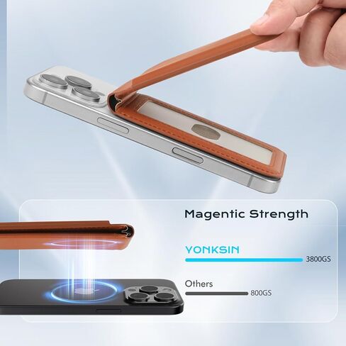 لمحفظة Magsafe لـ iPhone 16/15/14/13/12 - محفظة Flocking RFID مع نافذة معرف ومغنطة ، يحمل 3 بطاقات (بنية) in Kuwait